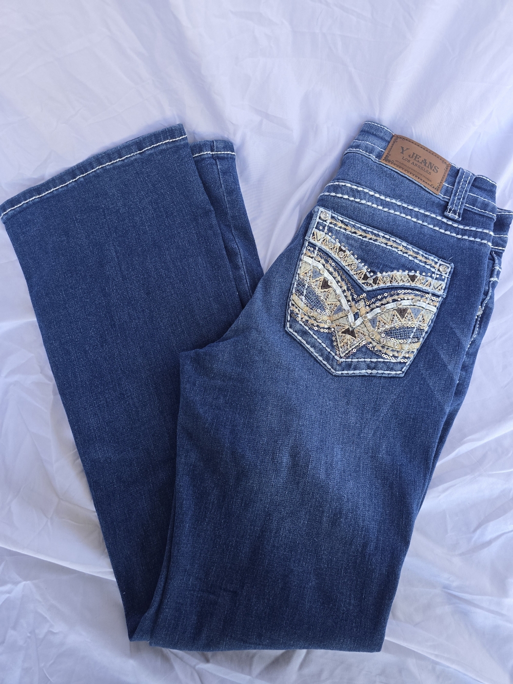 Y Jeans Los Angeles Embellished Bootcut Jeans Women's Size 7/8 Dark Wash